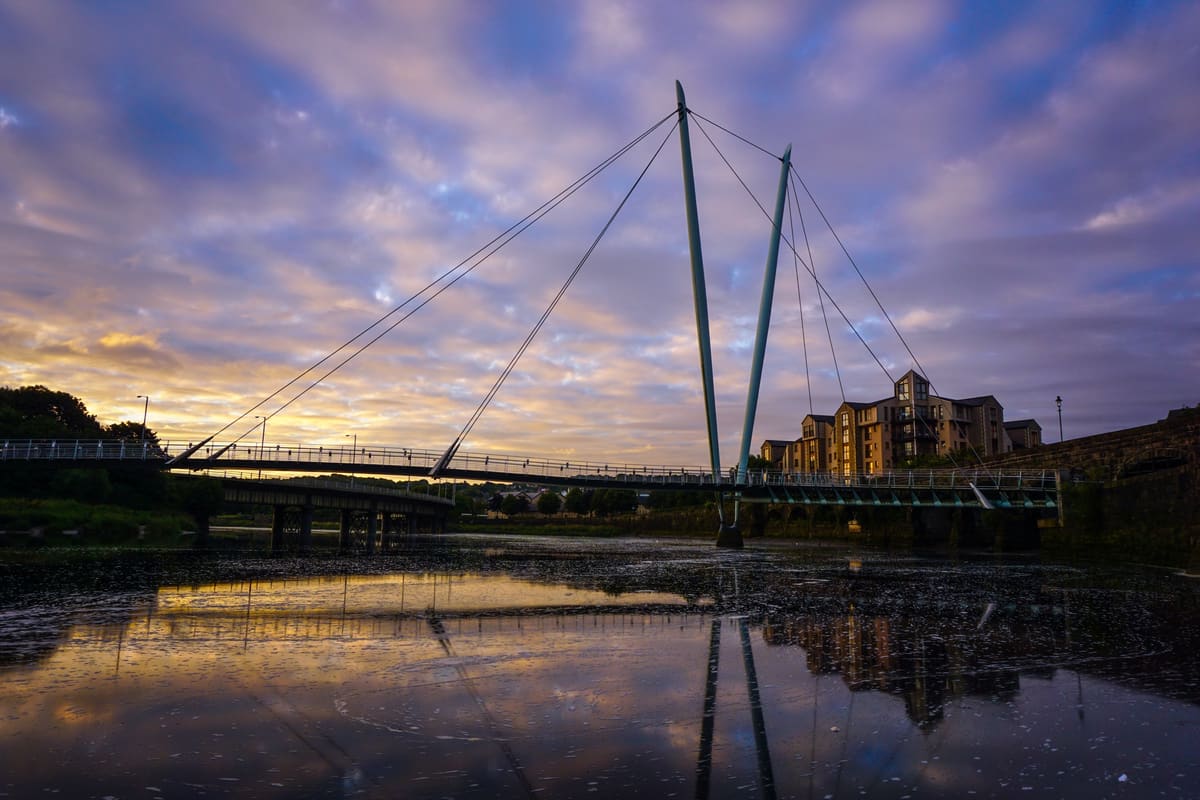 The Millennium Bridge over the River Lune at dusk, Lancaster