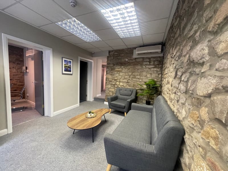 The reception area inside the PBS office